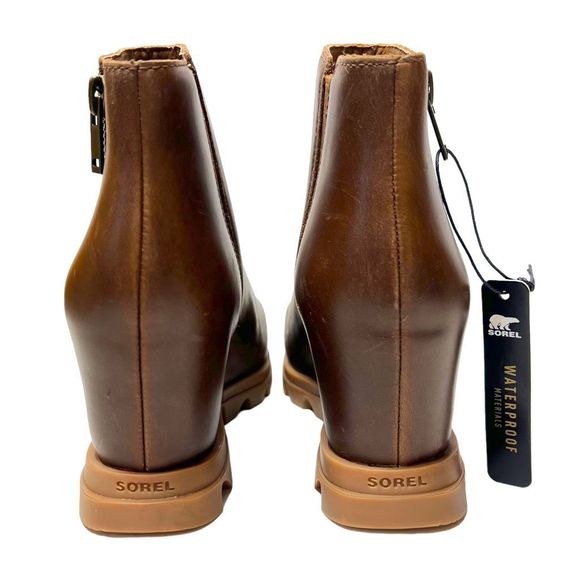 NEW Sorel Joan Of Arctic Wedge III Zip Bootie Brown Hazelnut Leather Boot Size 8 - Picture 7 of 9
